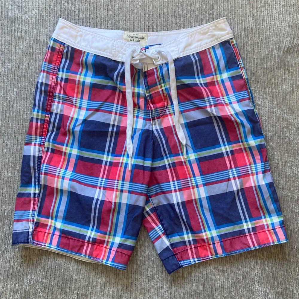 Abercrombie Fitch Plaid Board‎ Shorts Mens Medium Y2K Beach Surf Swim